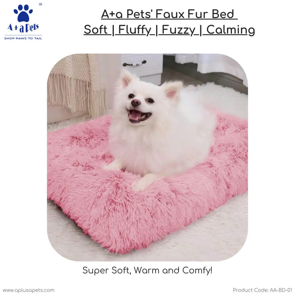 A a Pets' Faux Fur Dog Bed l Silky Soft Fluffy Fuzzy Calming