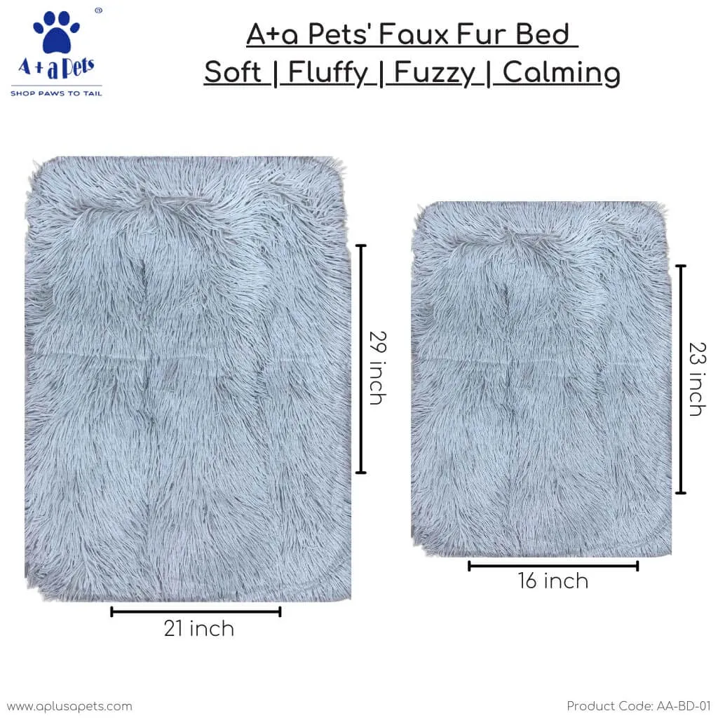 A a Pets' Faux Fur Dog Bed l Silky Soft Fluffy Fuzzy Calming