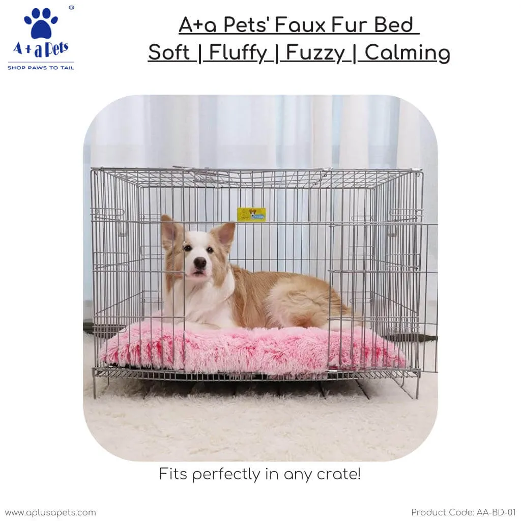 A a Pets' Faux Fur Dog Bed l Silky Soft Fluffy Fuzzy Calming