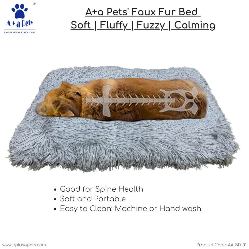 A a Pets' Faux Fur Dog Bed l Silky Soft Fluffy Fuzzy Calming