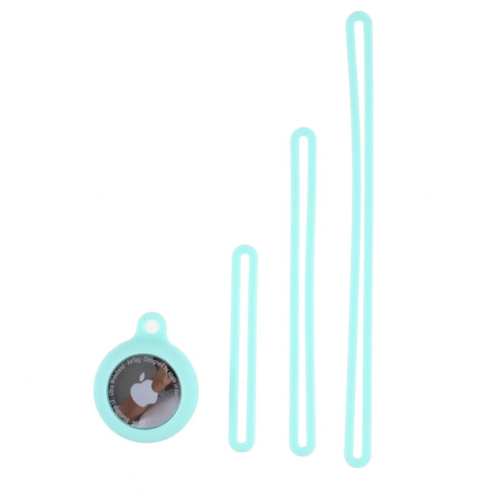 AirTags round silicone cover with three straps - Baby Blue