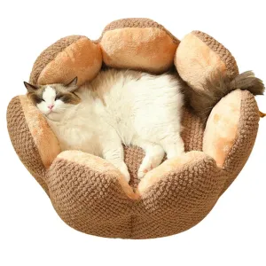 Cozy Cactus Petal-Shaped Pet Bed - Plush Cat and Dog Sleeping Cushion