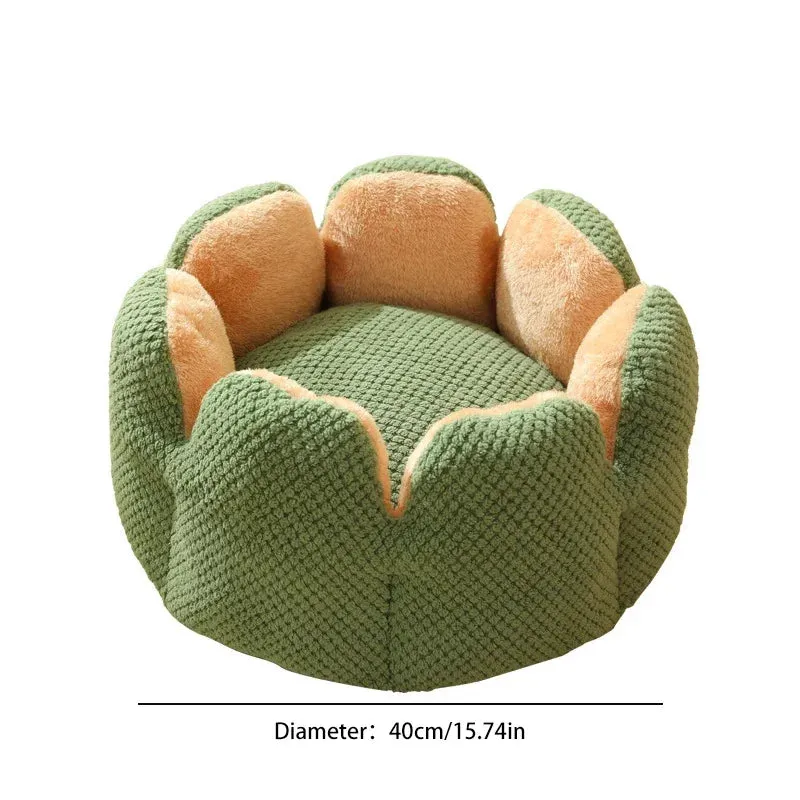 Cozy Cactus Petal-Shaped Pet Bed - Plush Cat and Dog Sleeping Cushion
