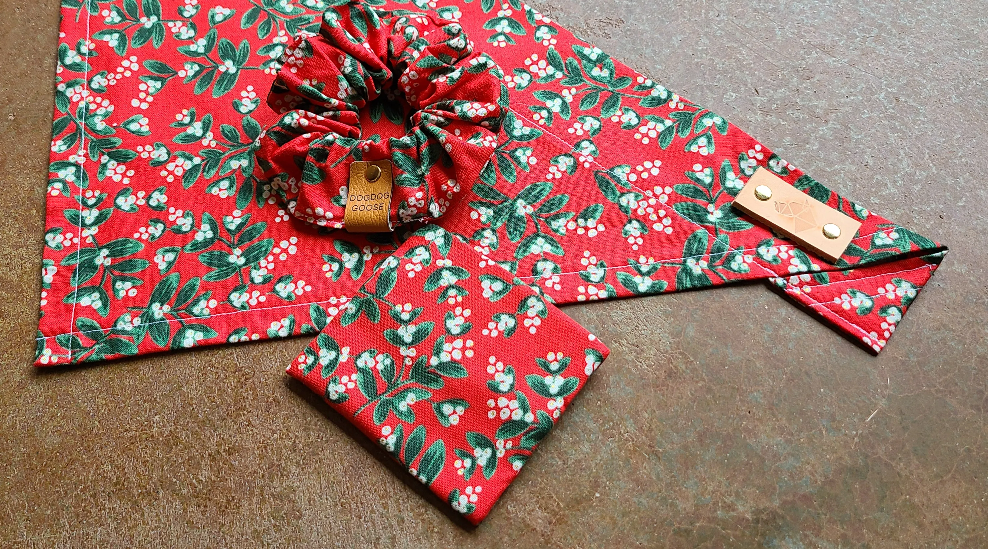 Dog Bandana - Under the Mistletoe Cotton Dog Scarf WINTER COLLECTION