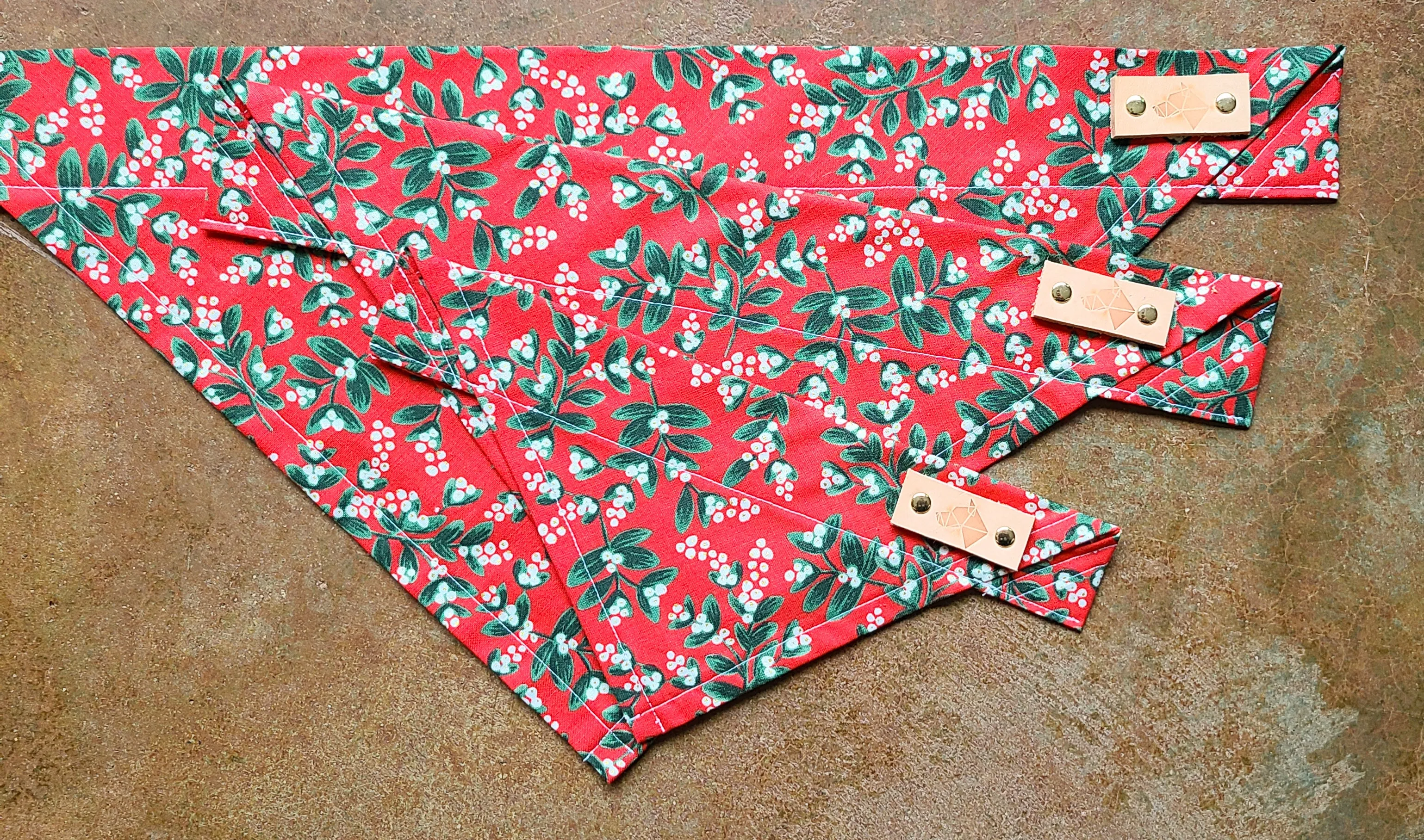 Dog Bandana - Under the Mistletoe Cotton Dog Scarf WINTER COLLECTION