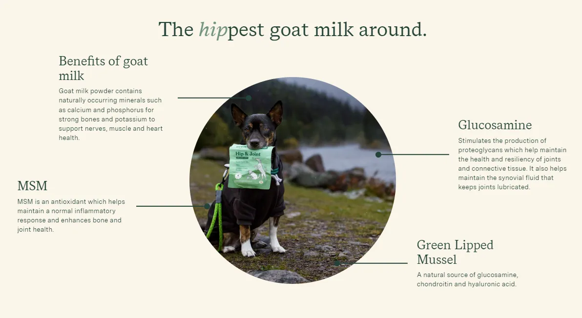 Fera Pet Organics Dog and Cat Supplement, Hip   Joint Goat Milk