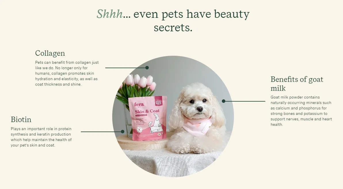 Fera Pet Organics Dog and Cat Supplement, Skin   Coat Goat Milk Topper