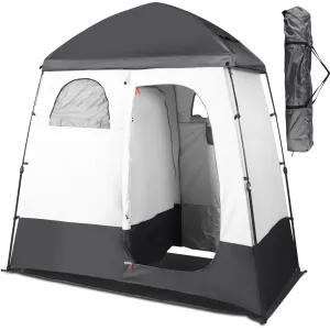 GVDV Camping Shower Tent, 2 Rooms Oversize Outdoor Portable Shelter, Privacy Tent with Detachable Top, 87" x 47" x 87"