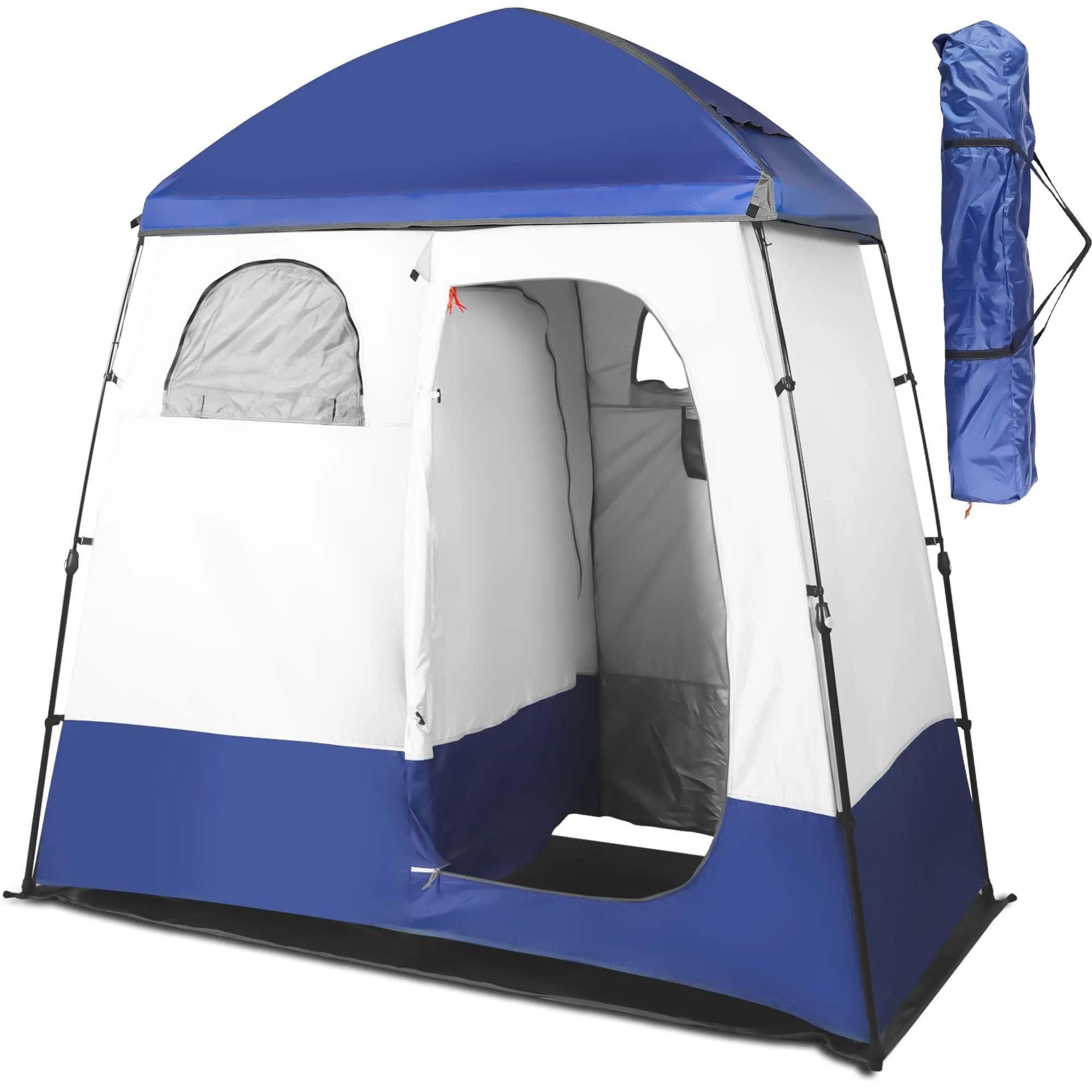 GVDV Camping Shower Tent, 2 Rooms Oversize Outdoor Portable Shelter, Privacy Tent with Detachable Top, 87" x 47" x 87"