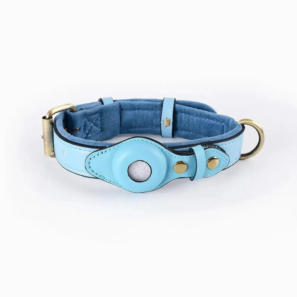 Heavy-Duty Leather Dog Collar with Airtag Holder™ – Ultimate Pet Safety