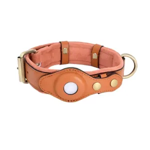 Heavy-Duty Leather Dog Collar with Airtag Holder™ – Ultimate Pet Safety