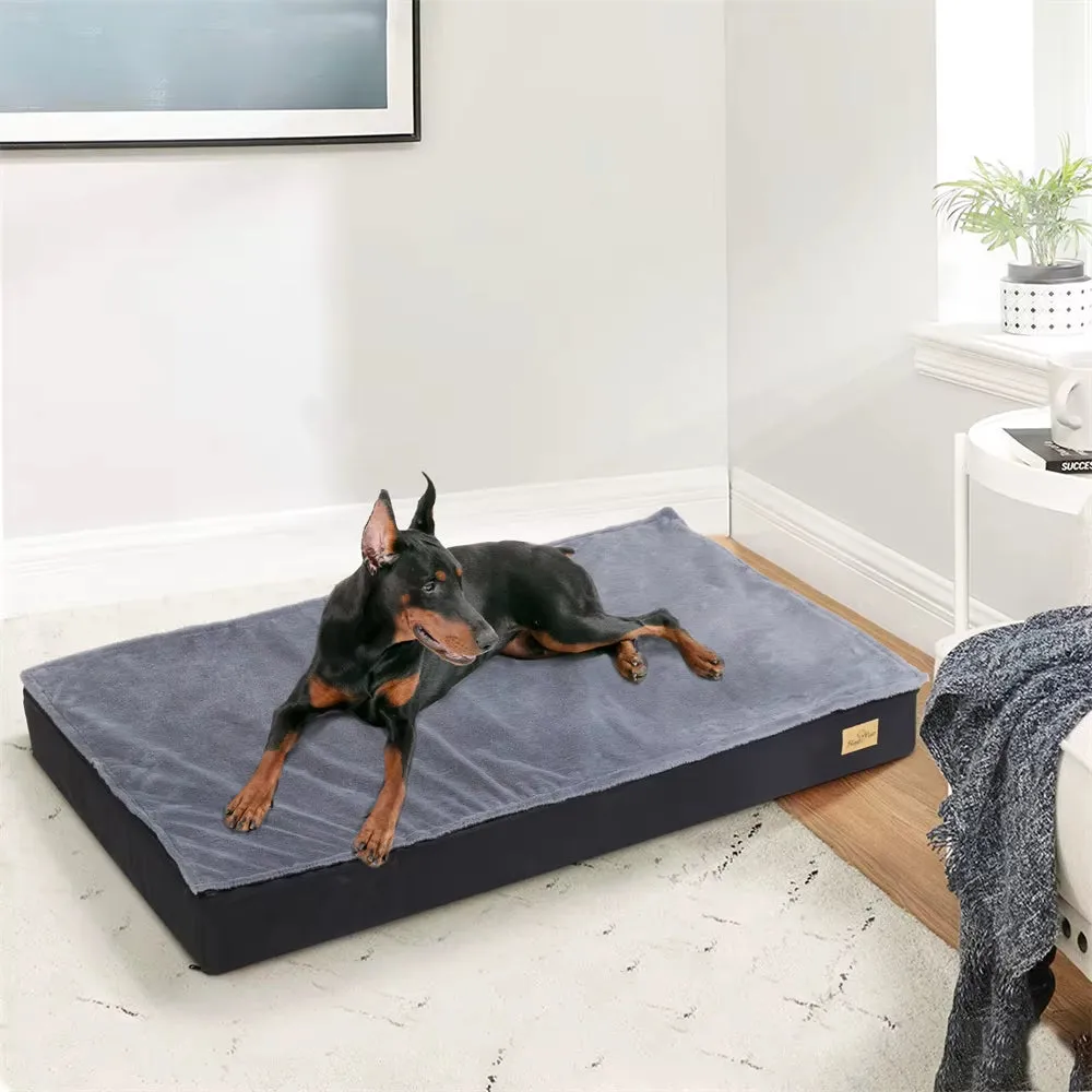 Large Orthopedic Waterproof Dog Bed – 2-in-1 Crate Mattress with Removable Washable Cover