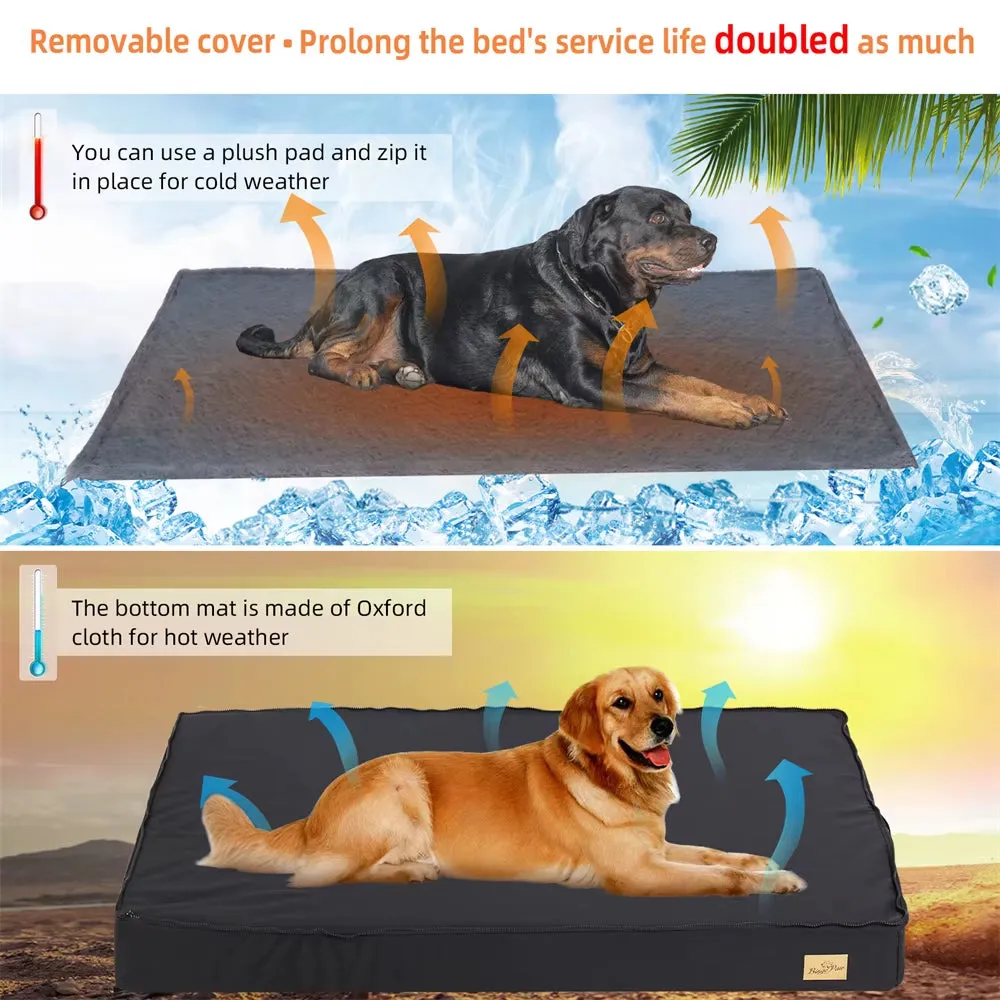 Large Orthopedic Waterproof Dog Bed – 2-in-1 Crate Mattress with Removable Washable Cover
