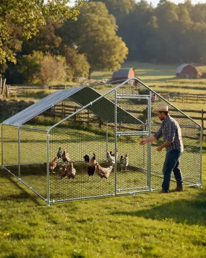 Large Outdoor Dog Kennel, Big Outside Dog House, Heavy Duty Dog Run Enclosure Playpen Coop Fence with Waterproof and Anti-UV Cover Roof, 13.1 x 9.8 x 6.4 Ft