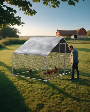 Large Outdoor Dog Kennel, Big Outside Dog House, Heavy Duty Dog Run Enclosure Playpen Coop Fence with Waterproof and Anti-UV Cover Roof, 9.8 x 6.6 x 6.4 Ft