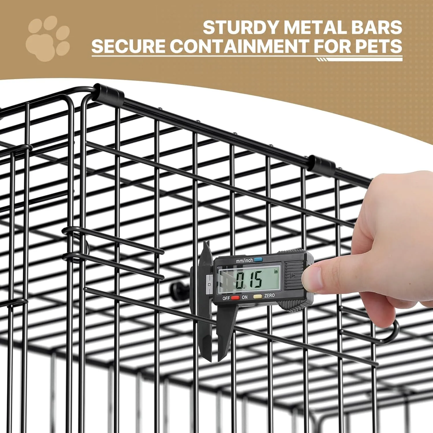 MoNiBloom 24/30/36/42/48 Dog Crates, Foldable Metal Wire Dog Cage with Double-Door, Outdoor Indoor Pet Kennels, Includes Leak-Proof Pan, Divider Panel, Black, 24"