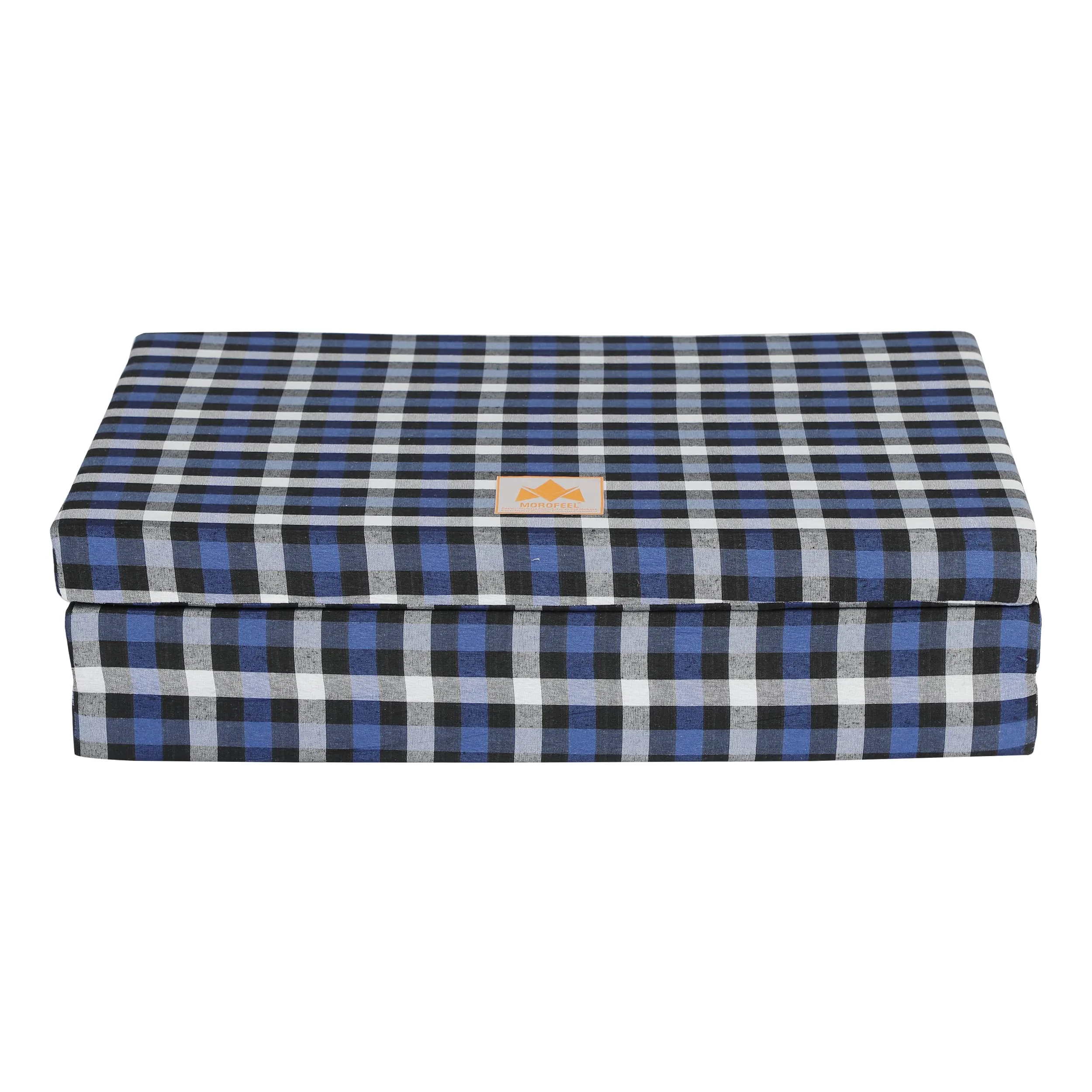 MOROFEEL 3 Inch Dual Comfort Reversible Foldable UHD Foam Single Bed Mattress 3 Fold Blue & White