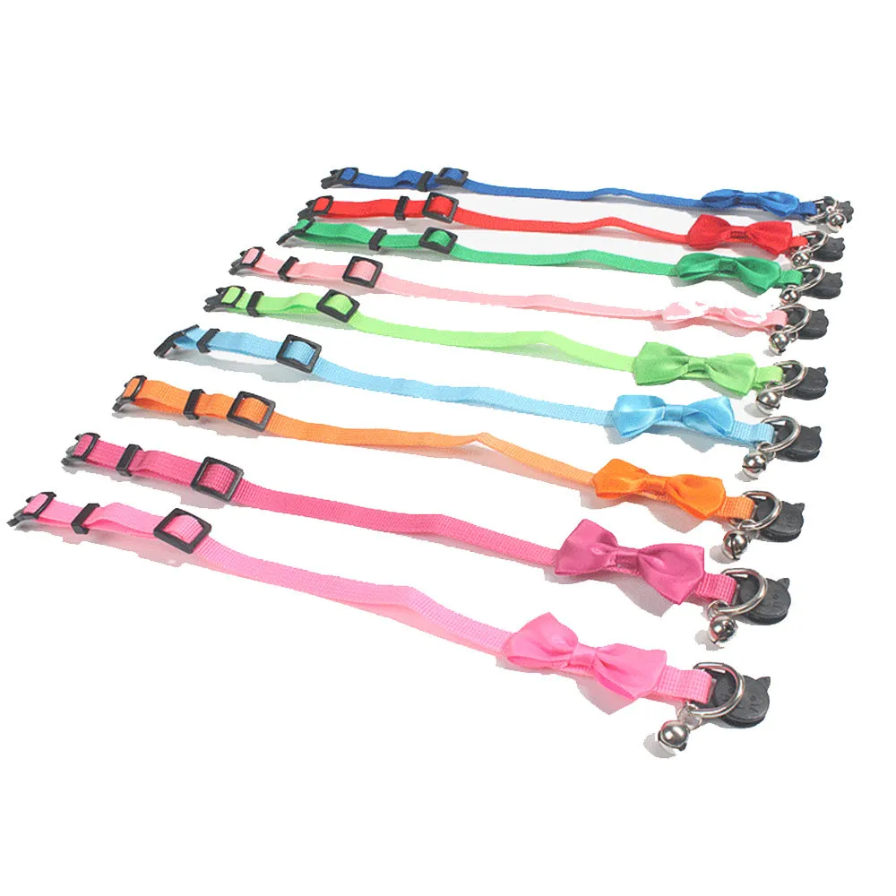 PAWS ASIA Lazada Hot Sale Nylon Small Multi Color Pet Collar Bow With Bell Cat Jewelry Dog