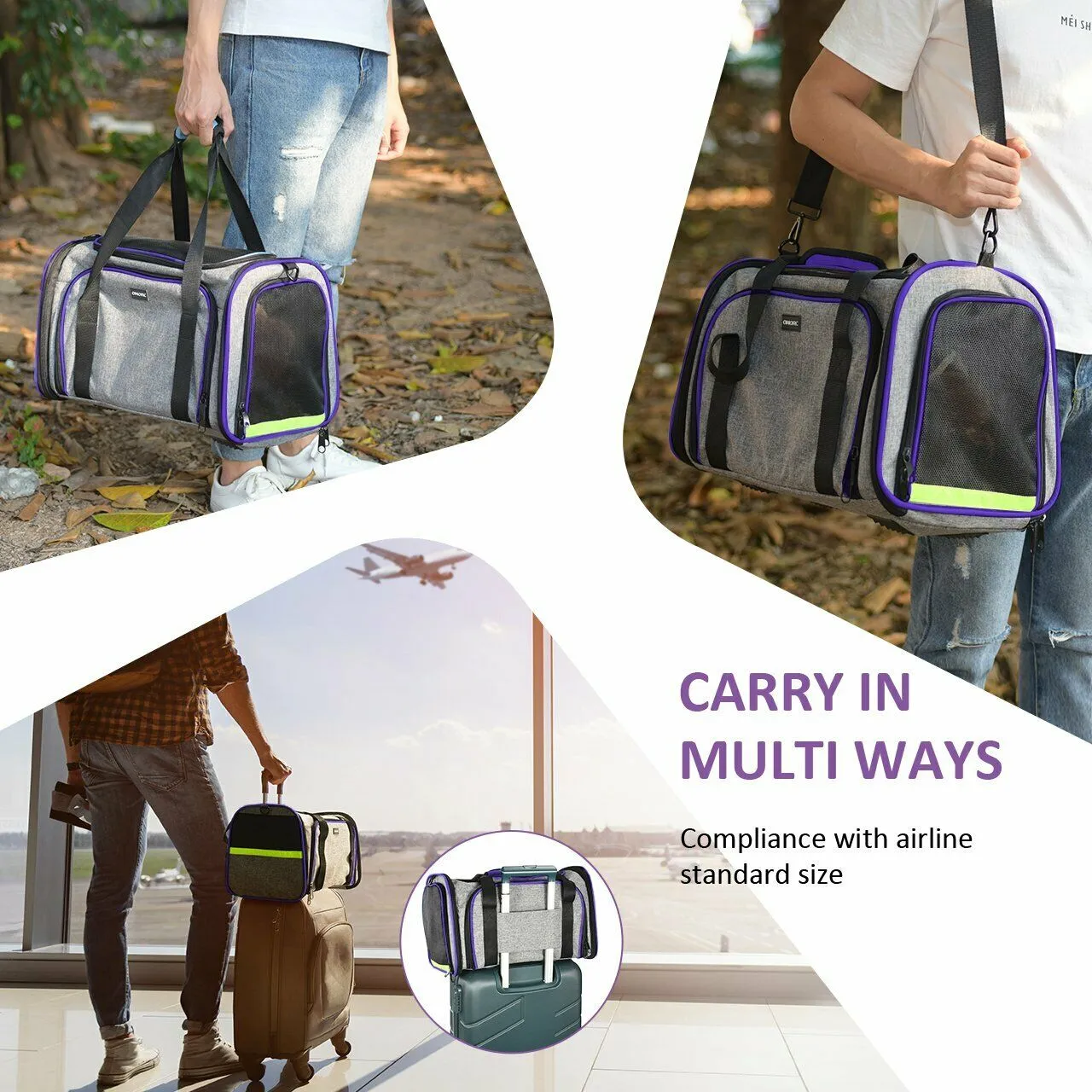 Pet Carrier Travel Bag for Cats Dogs Puppies - Extendable Mesh Sides