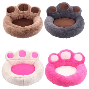 Pet Dog Bed House Plush Washable Round Bear Paw Puppy Nest Winter Warm Sofa Mat Kennel Cushion For Small Medium Dogs Cat