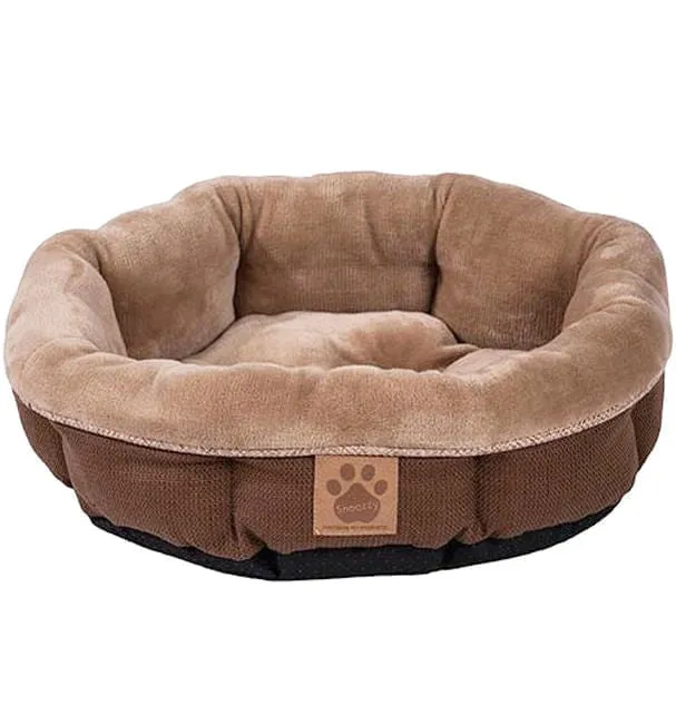 Rustic Elegance Round Shearling Pet Bed, 17"D