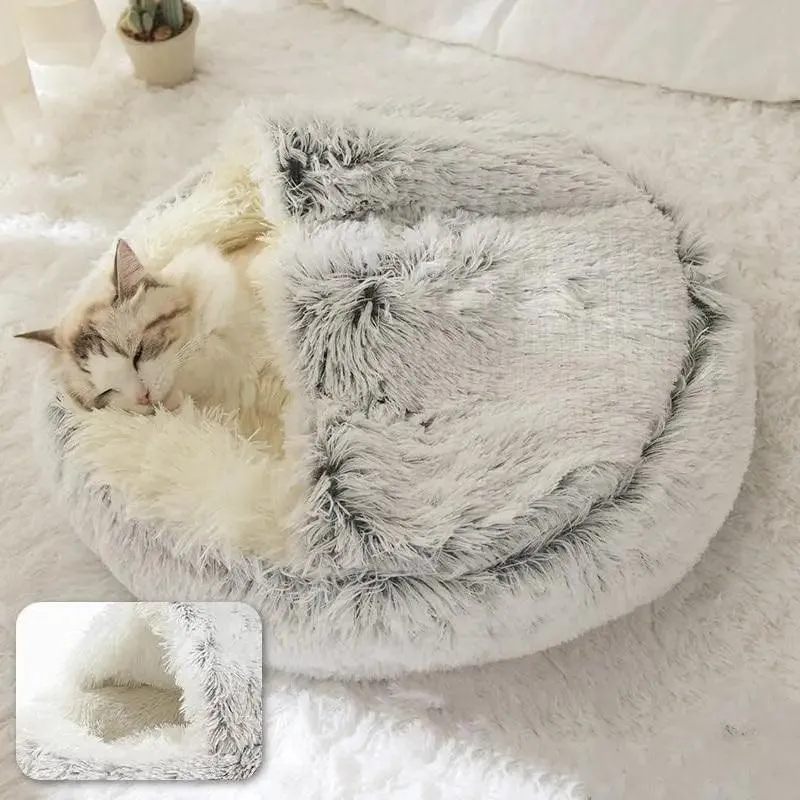 Soft Cat Bed, Cozy Plush, Warm Sleeping Bed for Cats & Small Dogs