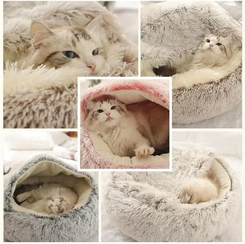 Soft Cat Bed, Cozy Plush, Warm Sleeping Bed for Cats & Small Dogs