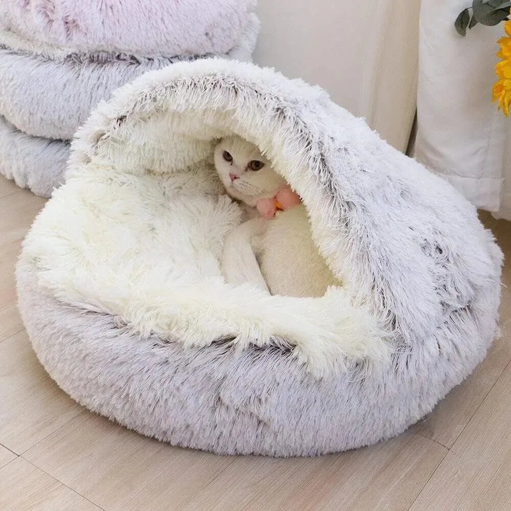 Soft Cat Bed, Cozy Plush, Warm Sleeping Bed for Cats & Small Dogs