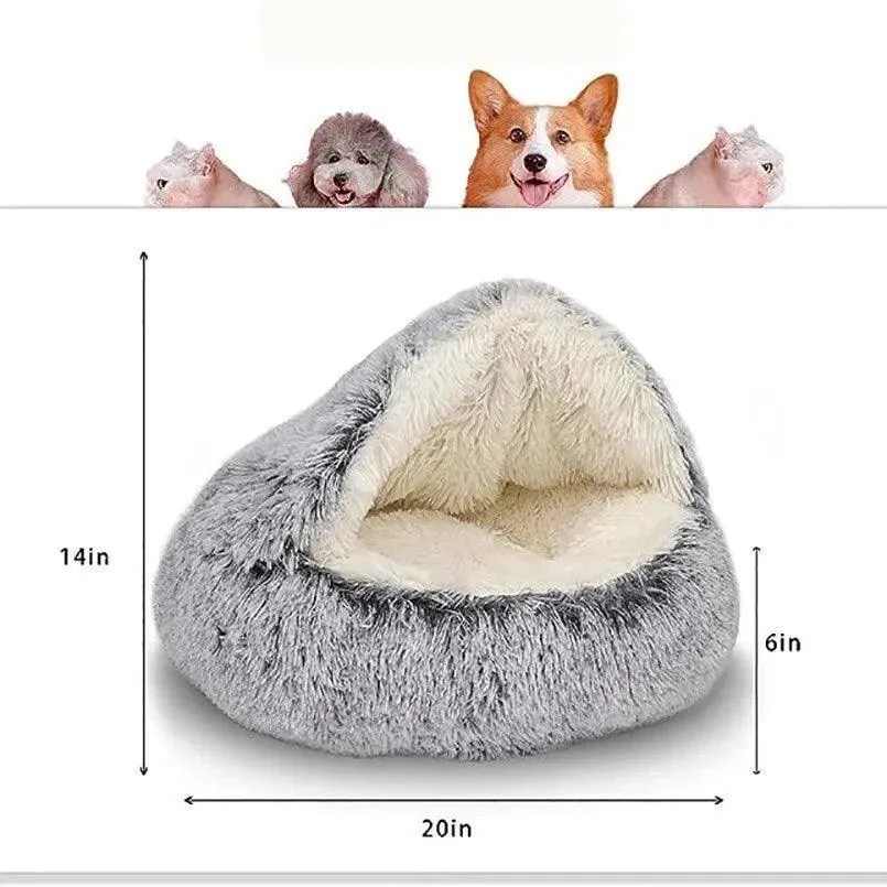 Soft Cat Bed, Cozy Plush, Warm Sleeping Bed for Cats & Small Dogs