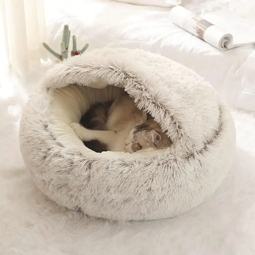 Soft Cat Bed, Cozy Plush, Warm Sleeping Bed for Cats & Small Dogs
