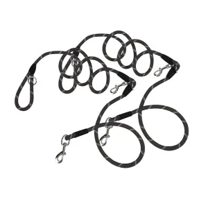 SOGA 2X 220cm Multifunction Hands Free Rope Pet Cat Dog Puppy Double Ended Leash for Walking Training Tracking Obedience Black