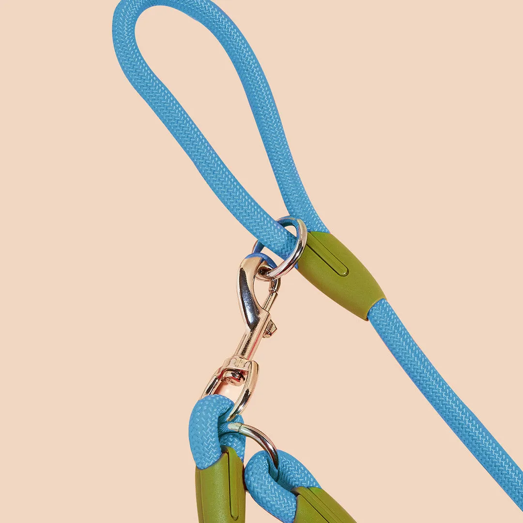 SOGA 2X 220cm Multifunction Hands Free Rope Pet Cat Dog Puppy Double Ended Leash for Walking Training Tracking Obedience Blue