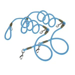 SOGA 2X 220cm Multifunction Hands Free Rope Pet Cat Dog Puppy Double Ended Leash for Walking Training Tracking Obedience Blue