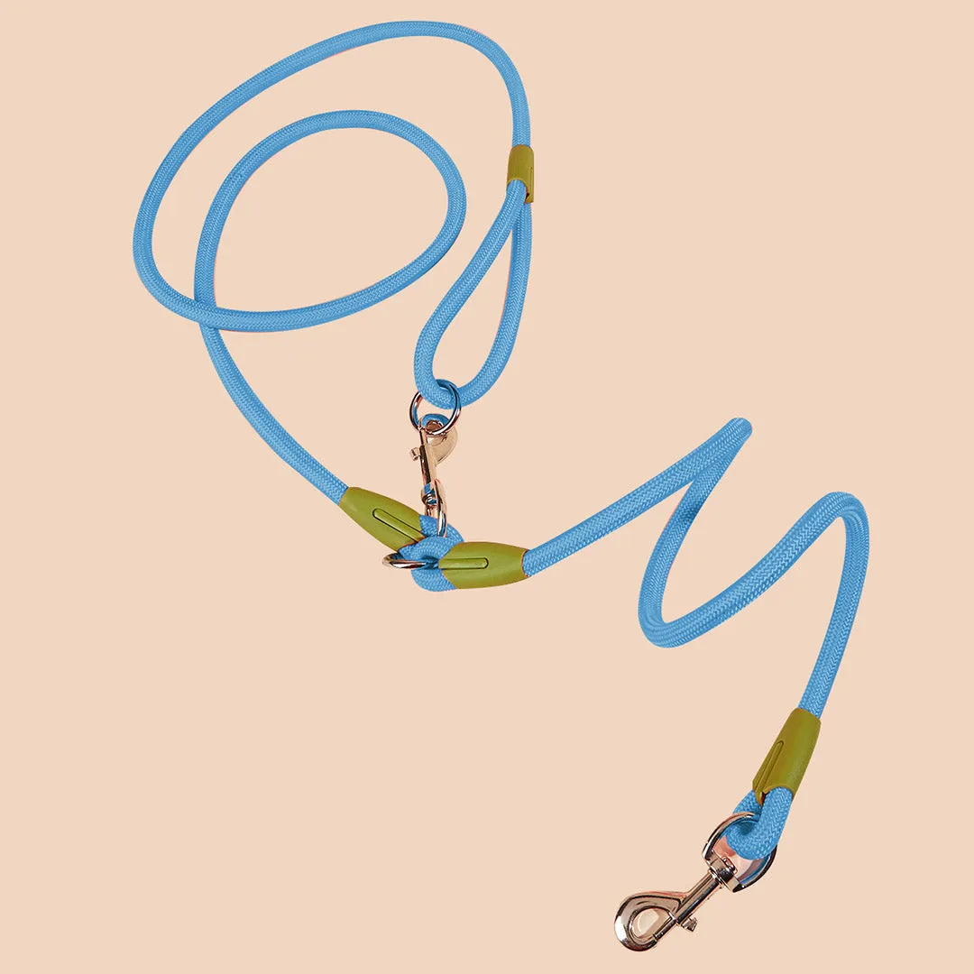 SOGA 2X 220cm Multifunction Hands Free Rope Pet Cat Dog Puppy Double Ended Leash for Walking Training Tracking Obedience Blue