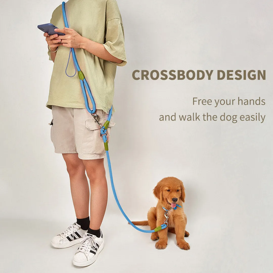 SOGA 2X 220cm Multifunction Hands Free Rope Pet Cat Dog Puppy Double Ended Leash for Walking Training Tracking Obedience Blue